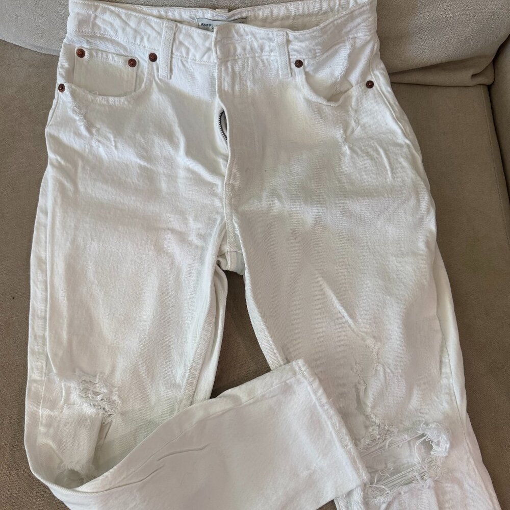 Abercrombie White Ripped Jeans